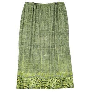 PLEAT PLEAT Rafael Green Crinkle Abstract Artsy Boho Pull On Maxi Skirt SIZE 3X